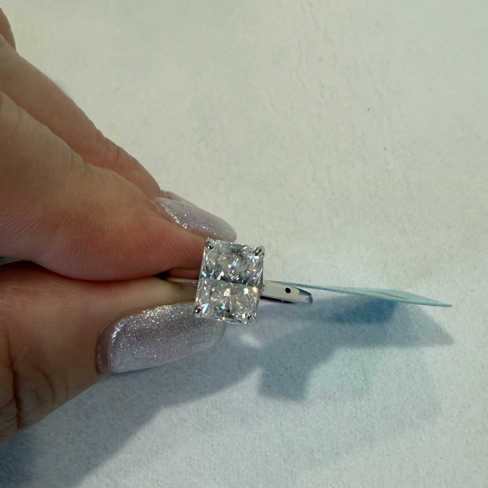 3.00 CTW Moissanite Engagement Ring | Sterling Silver | Size 7 | Princess Cut